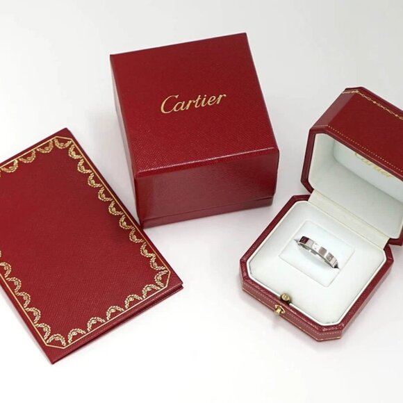 Cartier 1P Diamond Mini Love Ring size US10.75 EU64 18k White Gold Auth w/Box - Picture 6 of 6